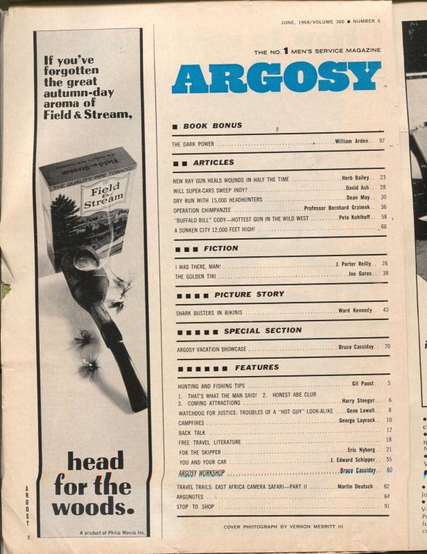 Argosy 6/1968-Popular-medical horror-Indy 500-cheesecake-pulp thrills-G/VG