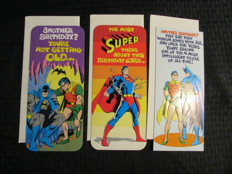 1978 SUPERMAN Mark 1 Greeting Card #23 25 26 Mixed LOT of 3 w/ Envelopes Batman