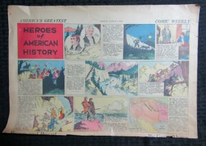 1936 HEROES OF AMERICAN HISTORY 15.5x10 Newspaper Comic Strip LOT of 2 VG- 3.5