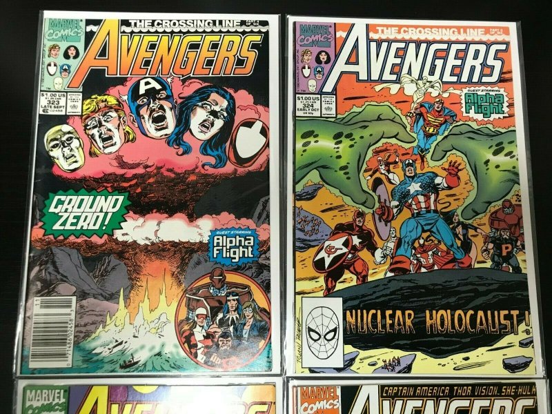 AVENGERS #323-325, 327 4PC LOT (VF) THE CROSSING LINE!! 1990 