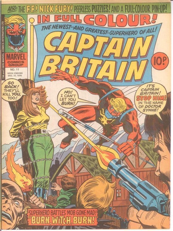 CAPTAIN BRITAIN 11  (December 22, 1976) Claremont,Trimpe, Steranko reprints F-VF