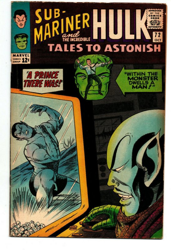 Tales to Astonish #72 - Hulk - Namor - 1965 - FN 