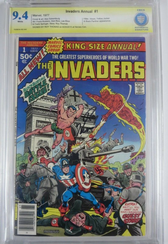 INVADERS ANNUAL  #1 (Marvel,1977) CBCS 9.4 Signed by Roy Thomas! Black Panther 