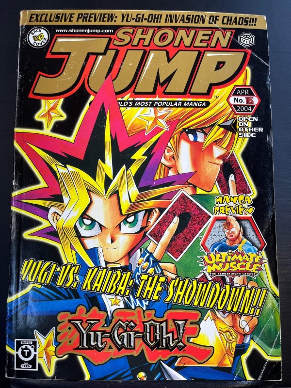 Shonen Jump #16 (Vol. 2, No. 04) April 2004 - Yu-Gi-Oh! cover (damaged)