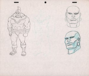 Beefy Warrior & Head Bust Sketches - He-Man Related - Animation Art