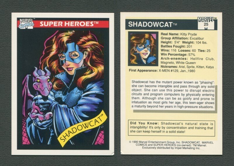 1990 Marvel Comics Card  #25  (Shadowcat / Kitty Pryde)   NM