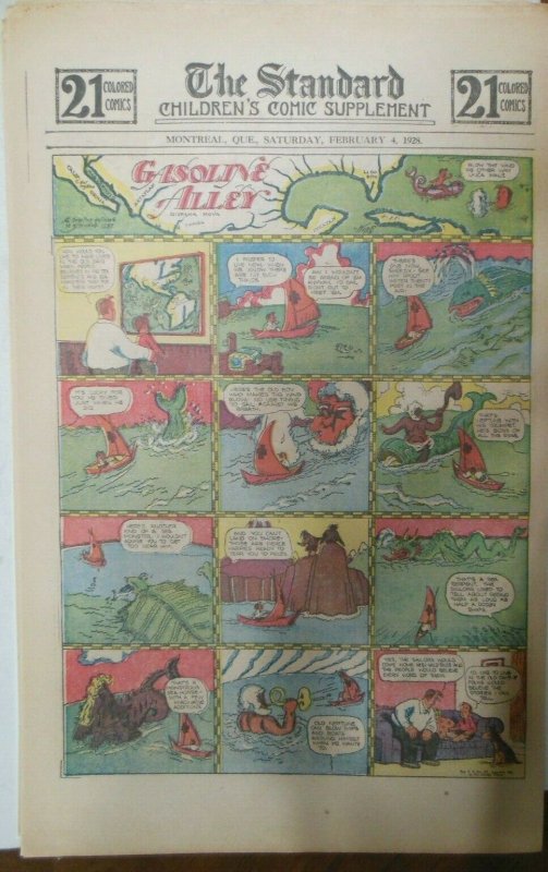 (48) Gasoline Alley Sunday Pages by Frank King from 1928 Size: 11 x 15 inches