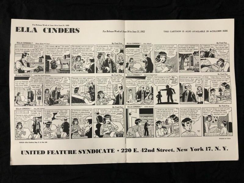 Ella Cinders Newspaper Comic Dailies Proof Sheet 6/16/1952