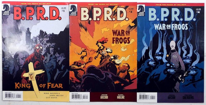 B.P.R.D. Lot 3 #King Fear 1, War On Frogs 3, 4 2009 Dark Horse Comics