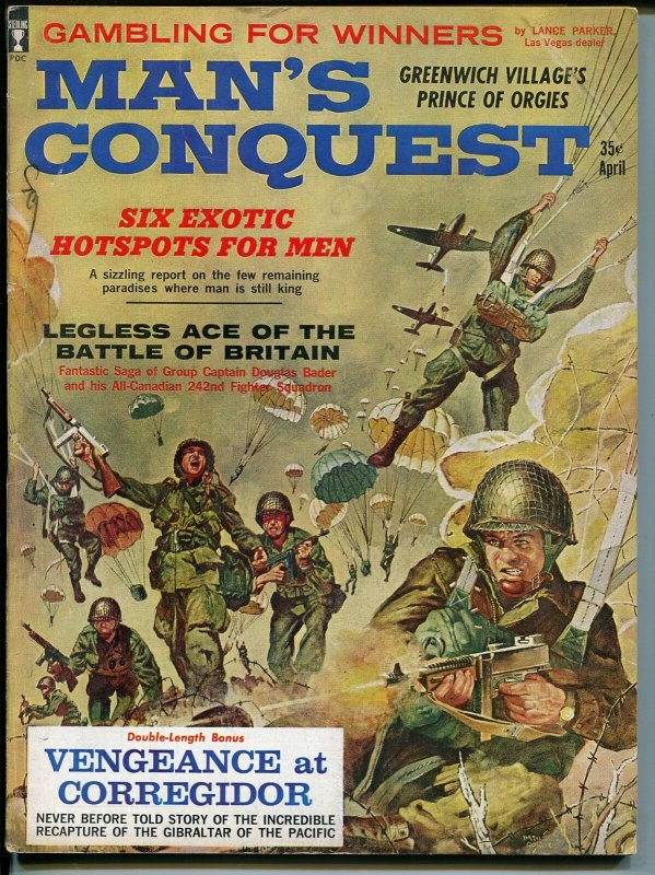 Man's Conquest 4/1962-pulp-Barbara Bouchea cheesecake-WWII parachute-FN ...