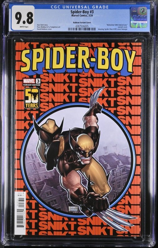 Spider-Boy #3 CGC 9.8 Wolverine Amazing Spider-Man 300 1988 Homage Marvel 2024