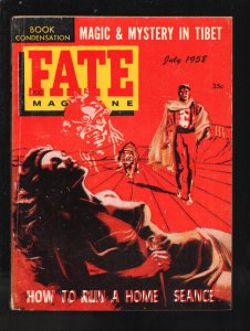 Fate 7/1958-Clark-Magic & Mystery in Tibet-Surreal cover art-Flying Saucers-M...