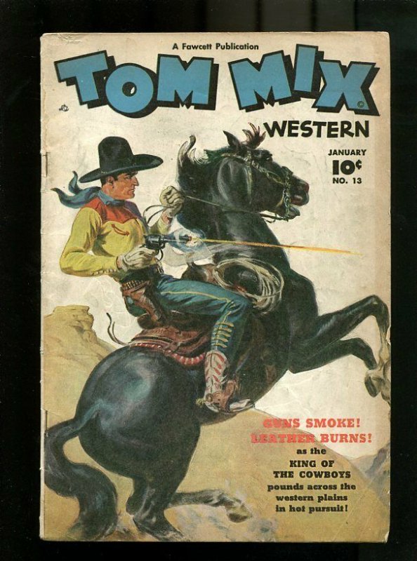 TOM MIX #13-1949-SHOOT GUN ON HORSE COVER VG