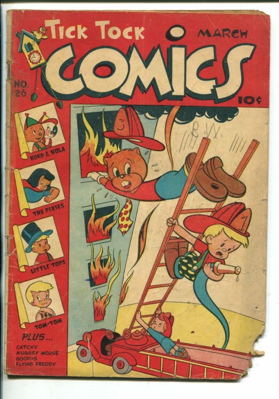 TICK TOCK #26-1948-FIRE FIGHTING COVER-PIXIES-MIGHTY ATOM-TOM-TOM-fr