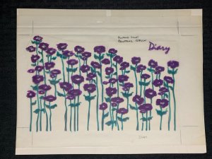 DIARY / ADDRESS BOOK COVER Purple Flowers 11x8.5 Greeting Card Art #nn