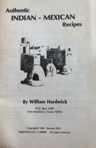 Authentic Indian – Mexican recipes Hardwick 1972,60p, used…c pics!