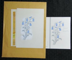 DEEPEST SYMPATHY Blue Silver Flowers 5.5x8 Greeting Card Art #S1294 w/ 2 Cards