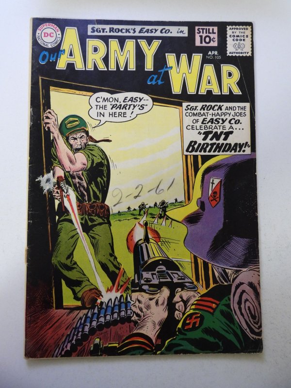 Our Army at War #105 (1961) VG+ Condition 1/4 tear bc