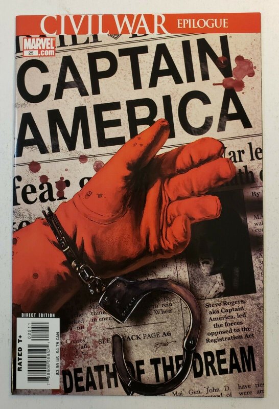 Captain America #25 NM+ 9.6 Death of Steve Rogers Civil War Epilogue 2007 Marvel