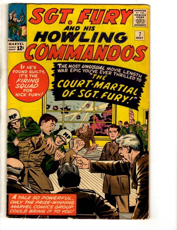 Sgt. Fury & His Howling Commandos # 7 FN Marvel Comic Book Silver Age J306