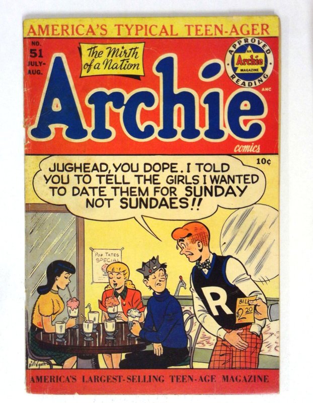 Archie #51 Jughead Betty Veronica (1951) Archie Comics VG