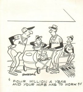 Baseball Player Salary Gag - Syndicated - Signed art by Joe Buresch