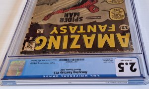 AMAZING FANTASY #15 CGC 2.5 1ST SPIDER-MAN PETER PARKER 