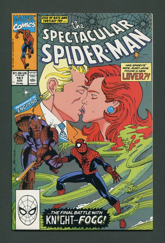 Peter Parker,Spectacular Spiderman #167 / 9.4 NM   August 1990