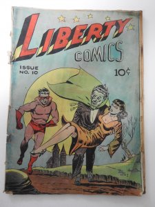 Liberty Comics #10 FR Cover detached, moisture damage, mold, rust on staples