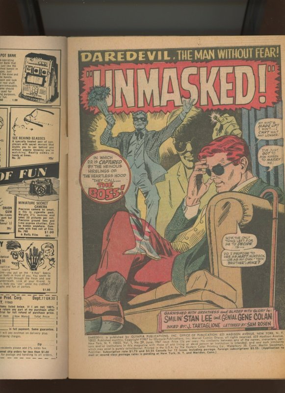 (1967) Daredevil #29: SILVER AGE! WE COMBINE SHIPPING! (3.0/3.5)