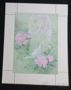 HAPPY EASTER White Dove with Church Window 7.5x9.5 Greeting Card Art #22521