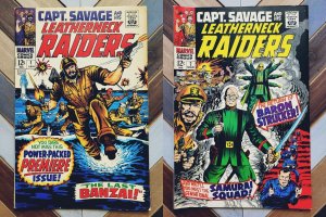 CAPT SAVAGE & LEATHERNECK RAIDERS #1-2 VG/FN Marvel 1968 Set of 2 BARON STRUCKER