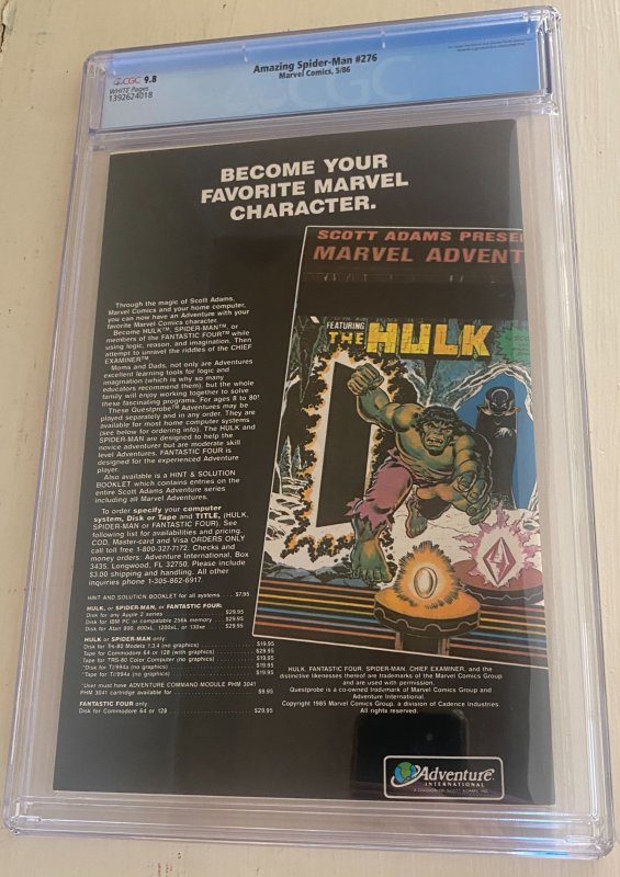The Amazing Spider-Man #276 (1986) CGC Graded 9.8