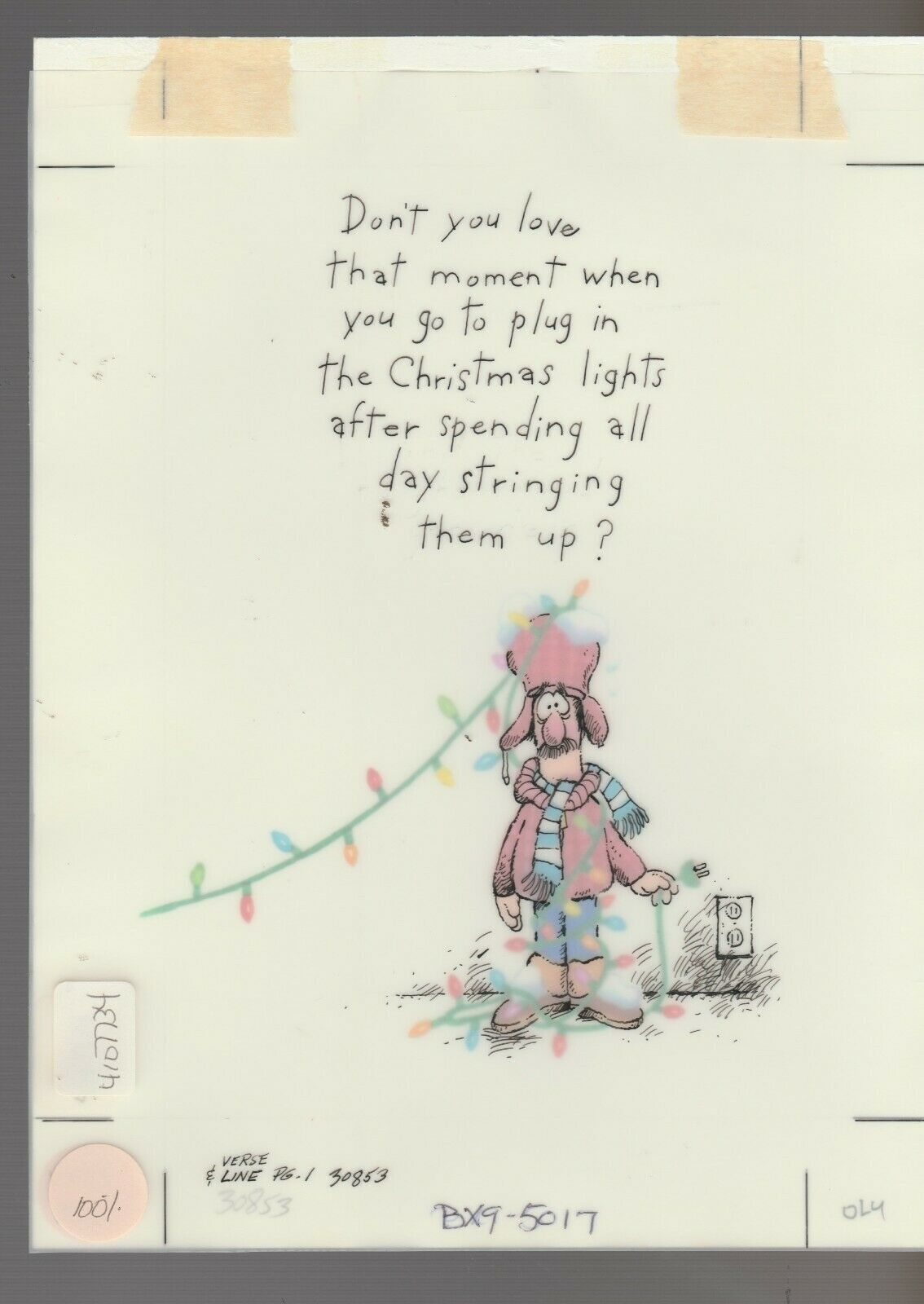 MERRY CHRISTMAS LIGHTS Cartoon Man 7x9 25 Greeting Card Art 5017 With 
