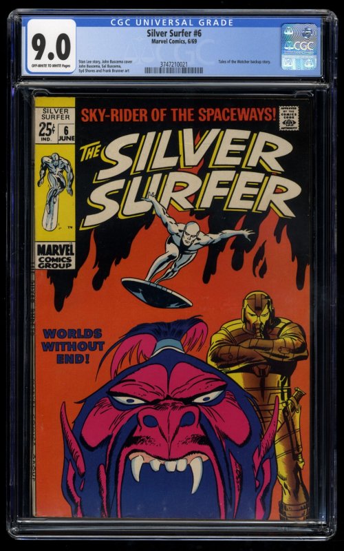 Silver Surfer #6 CGC VF/NM 9.0 Off White to White Marvel Comics