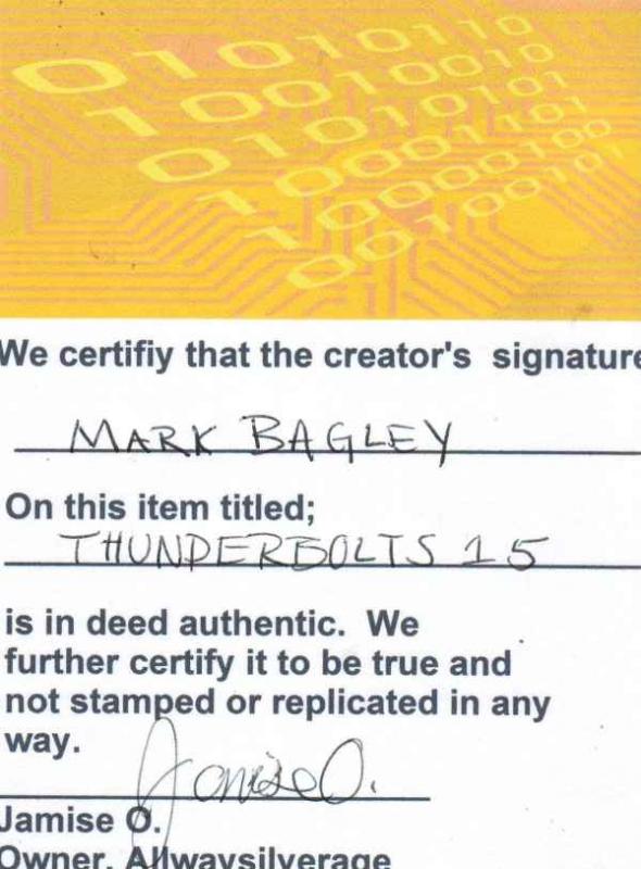 Thunderbolts signed #15 (Jun-98) NM- High-Grade Thunderbolts