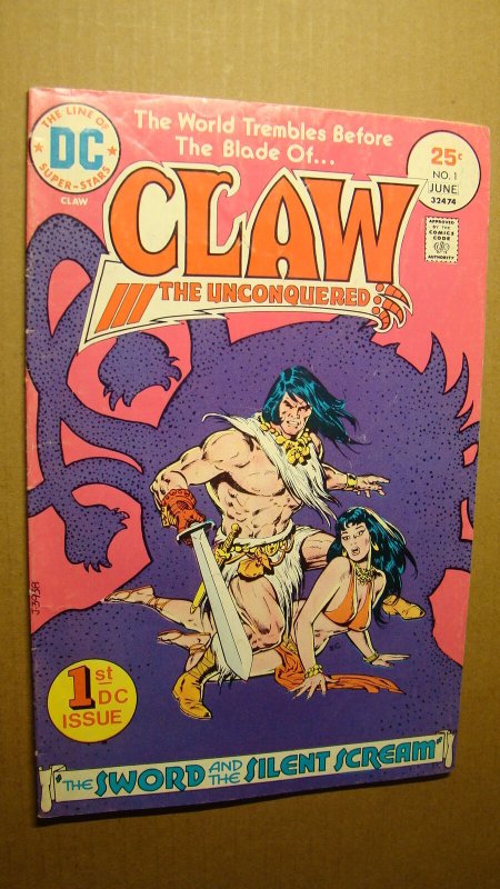 CLAW 1 *GLOSSY* DC COMICS 1975 BRONZE AGE BARBARIAN CONAN