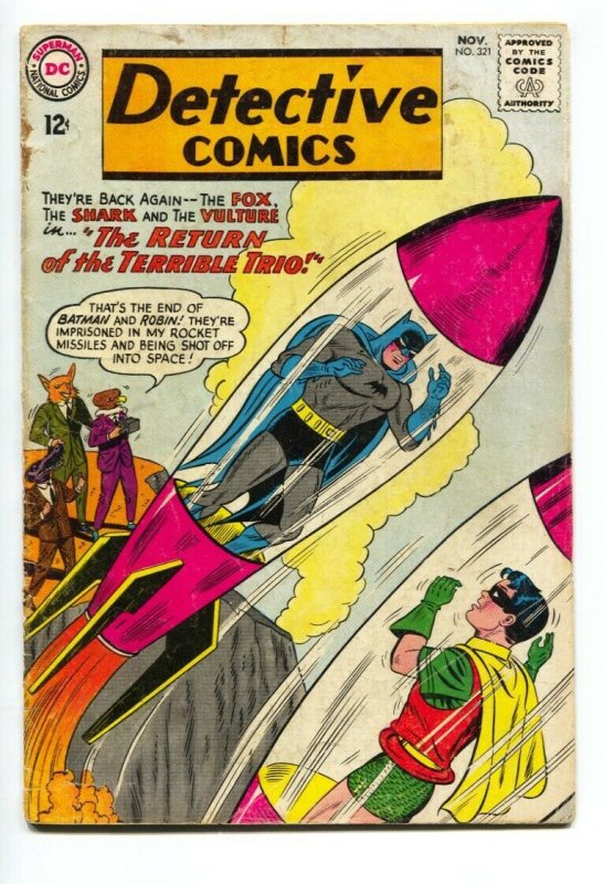 Detective #321 2nd appearance of Terrible Trio 1963 DC