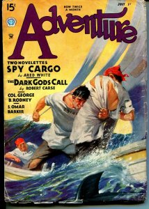 Adventure 7/1/1935-Popular-piracy-jungle pulp thrills-shark cover-VG+