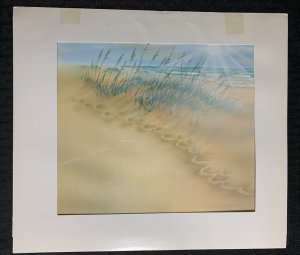 FOOTPRINTS Beach with Dunes and Sun 10.5x9 Greeting Card Art #9015