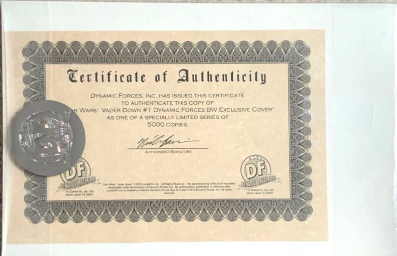 Star Wars Vader Down #1 DF Olivier Coipel Pure Line Art/BW COVERS SET W/COA.