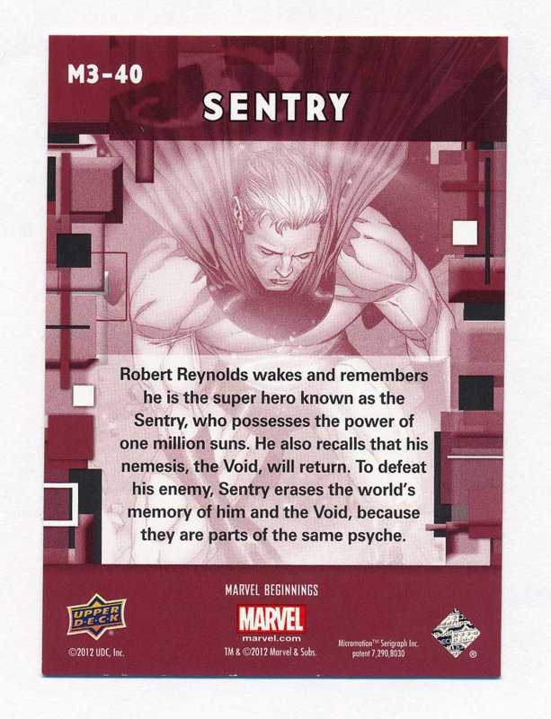 Upper Deck 2012 Marvel Beginnings III Micromotion Card #40 Sentry NM/MT