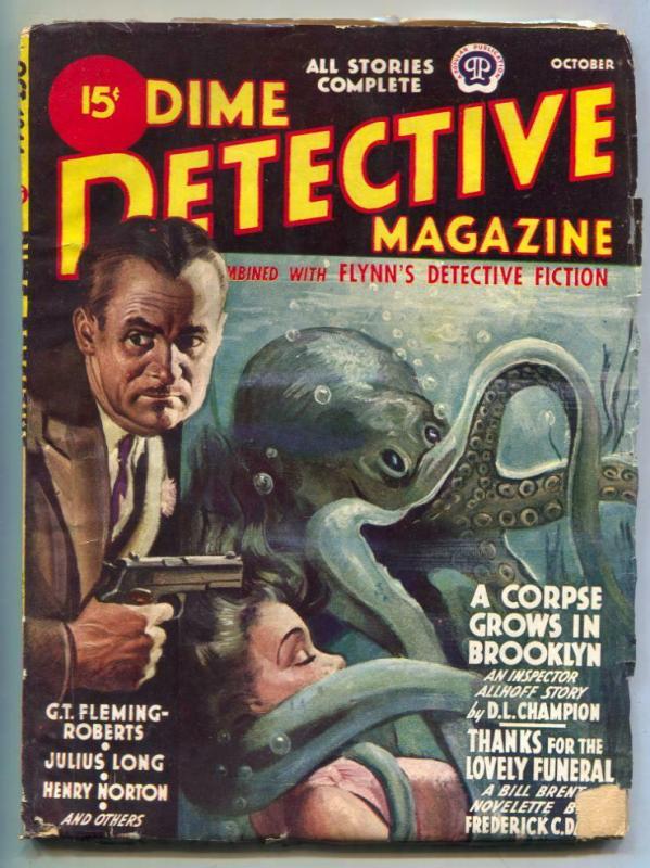 Dime Detective Pulp October 1944- octopus cover