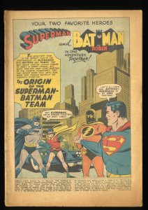 World's Finest Comics #94 Origin Superman/Batman Team Retold! Coverless