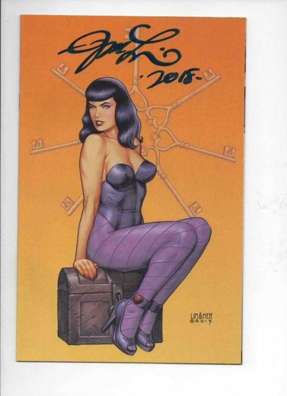 BETTIE PAGE #5 E, VF/NM, Signed by Joseph Linsner, 2017, Betty, Virgin Variant