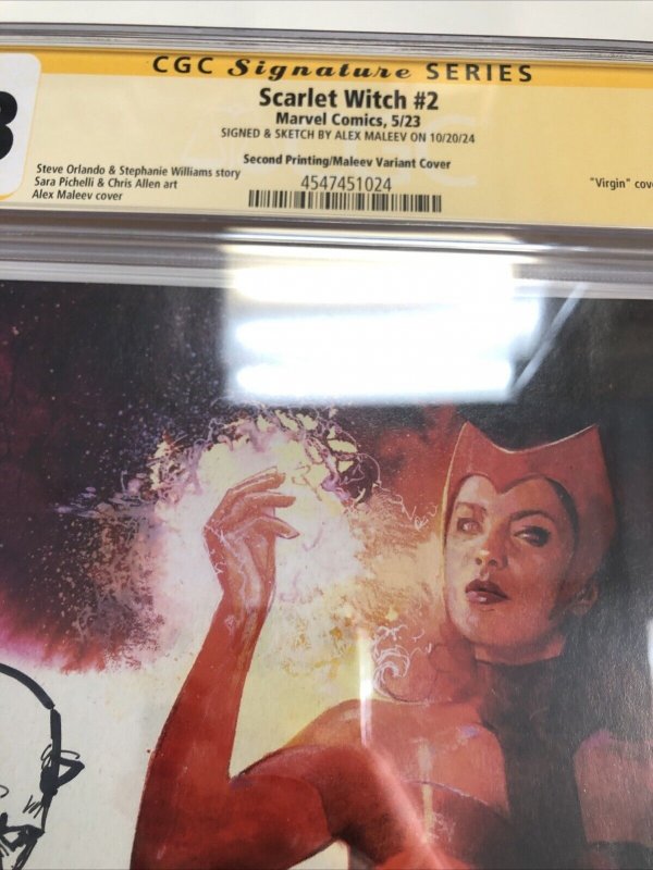 Scarlet Witch (2023) # 2 (CGC 9.8 SS) Signed & Sketch Alex Maleev * Census = 1
