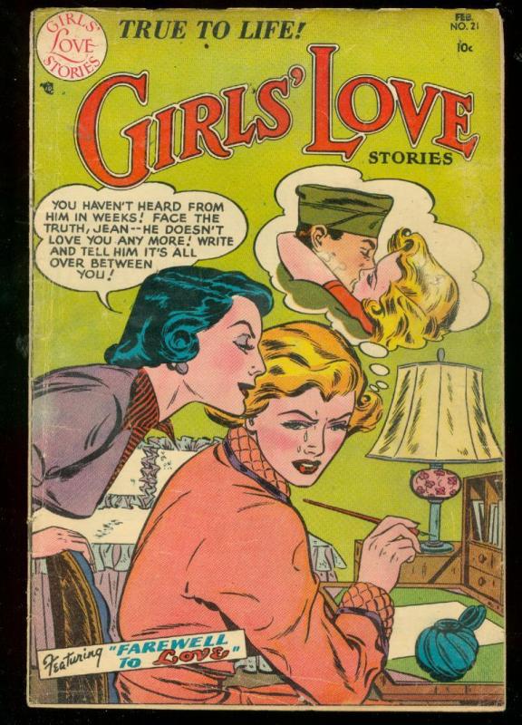 GIRLS LOVE STORIES #21 1952-PRE CODE DC ROMANCE--RARE VG