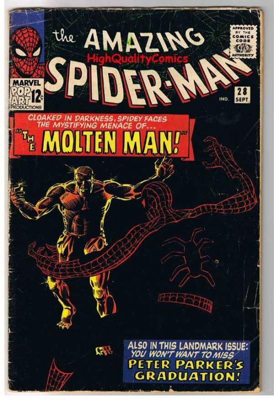 AMAZING SPIDER-MAN #28, 1st Molten Man, Ditko, 1963, VG