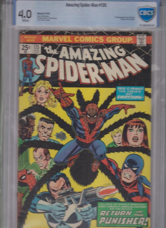 THE AMAZING SPIDER-MAN-#135-1974- / CBCS 4.0 / 2'nd APPERANCE OF THE PUNISHER 