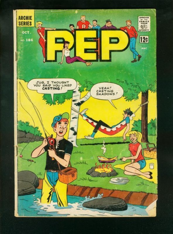 PEP COMICS #186 1965-FISHING COVER-ARCHIE-JUGHEAD G